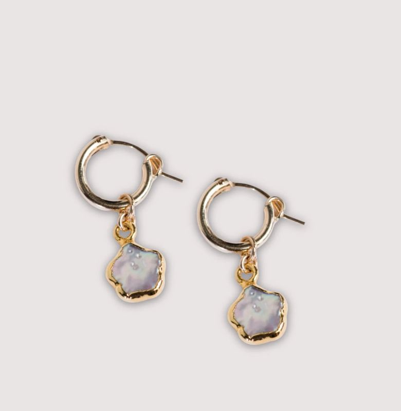 Able™ Pearl Flower Huggie Hoops Earrings