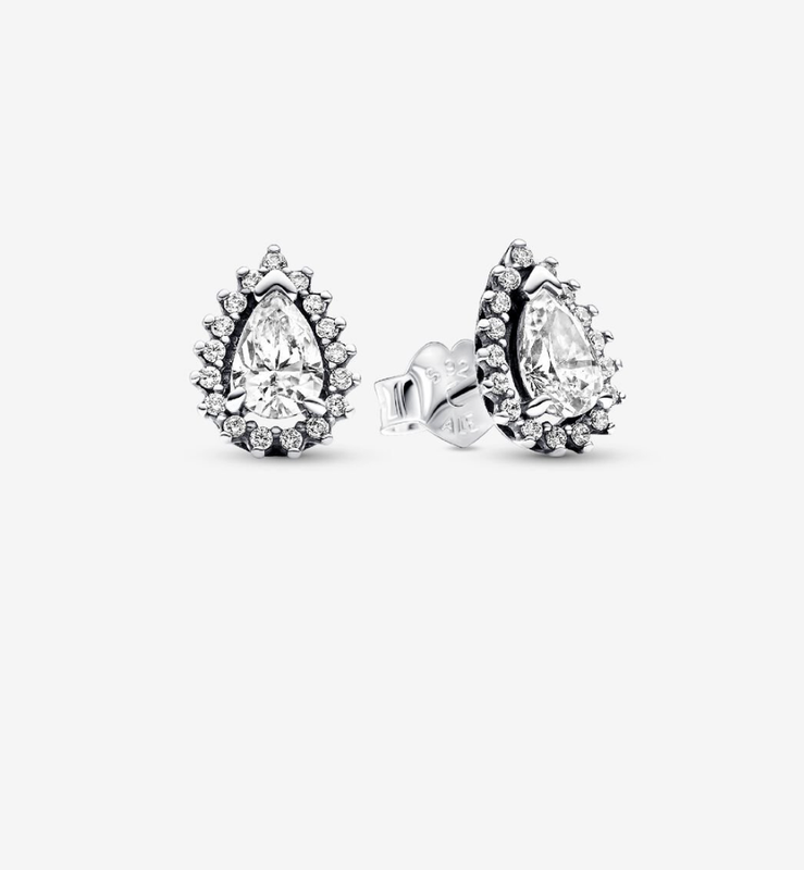 PANDORA™ Sparkling Pear Halo Sterling Silver Stud Earrings