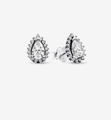 PANDORA™ Sparkling Pear Halo Sterling Silver Stud Earrings