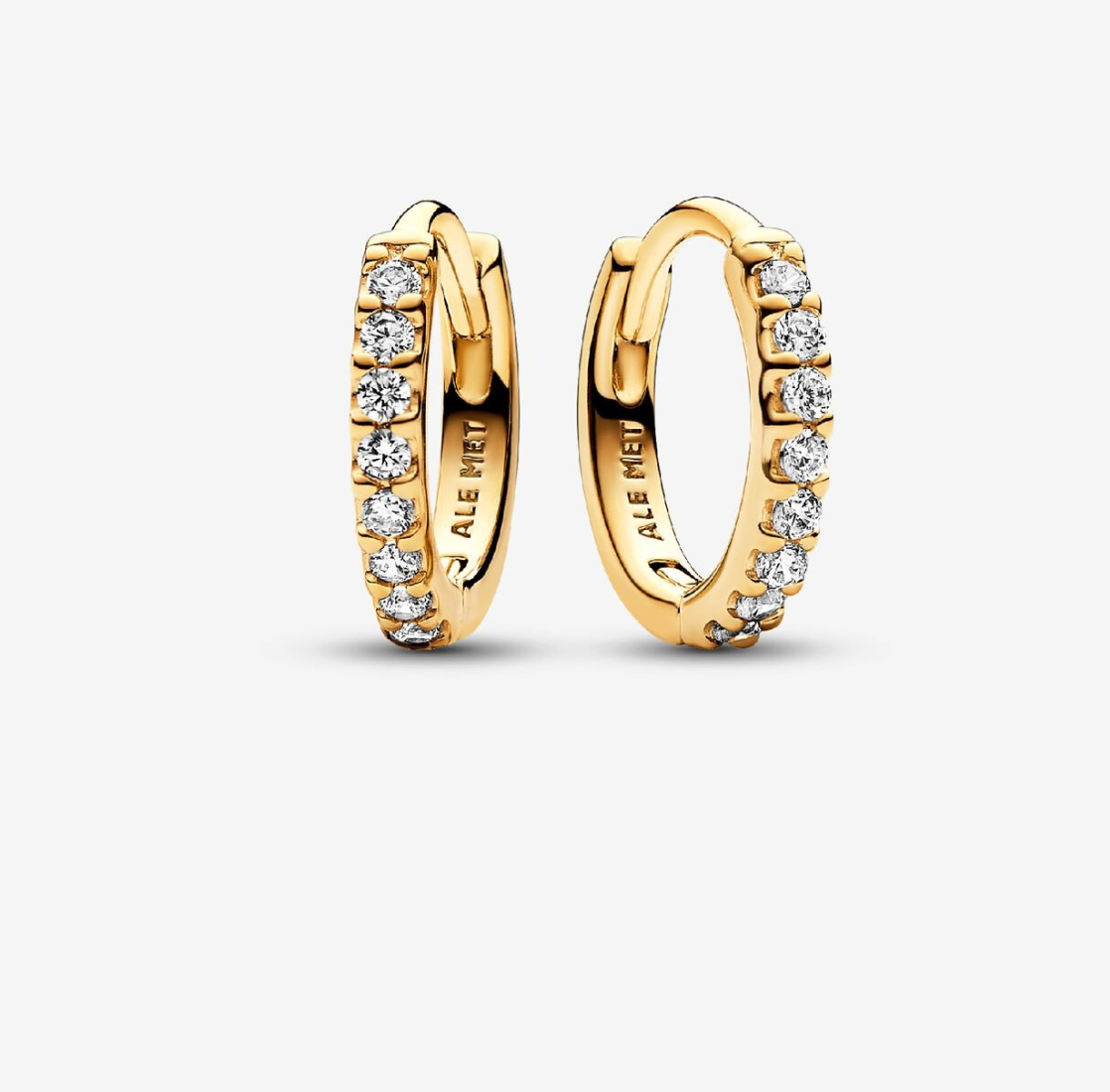 PANDORA™ Sparkling Huggie 14K Gold Plated Hoop Earrings