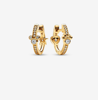 PANDORA™ Disney Mickey and Minnie Mouse 14K Gold Plated Hoop Earrings