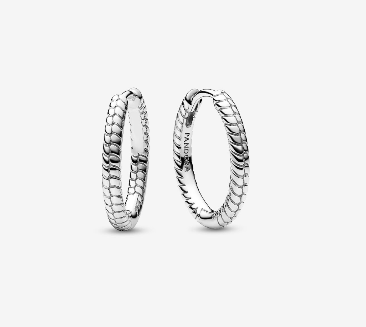 PANDORA™  Moments Small Charm Hoop Earrings Sterling Silver