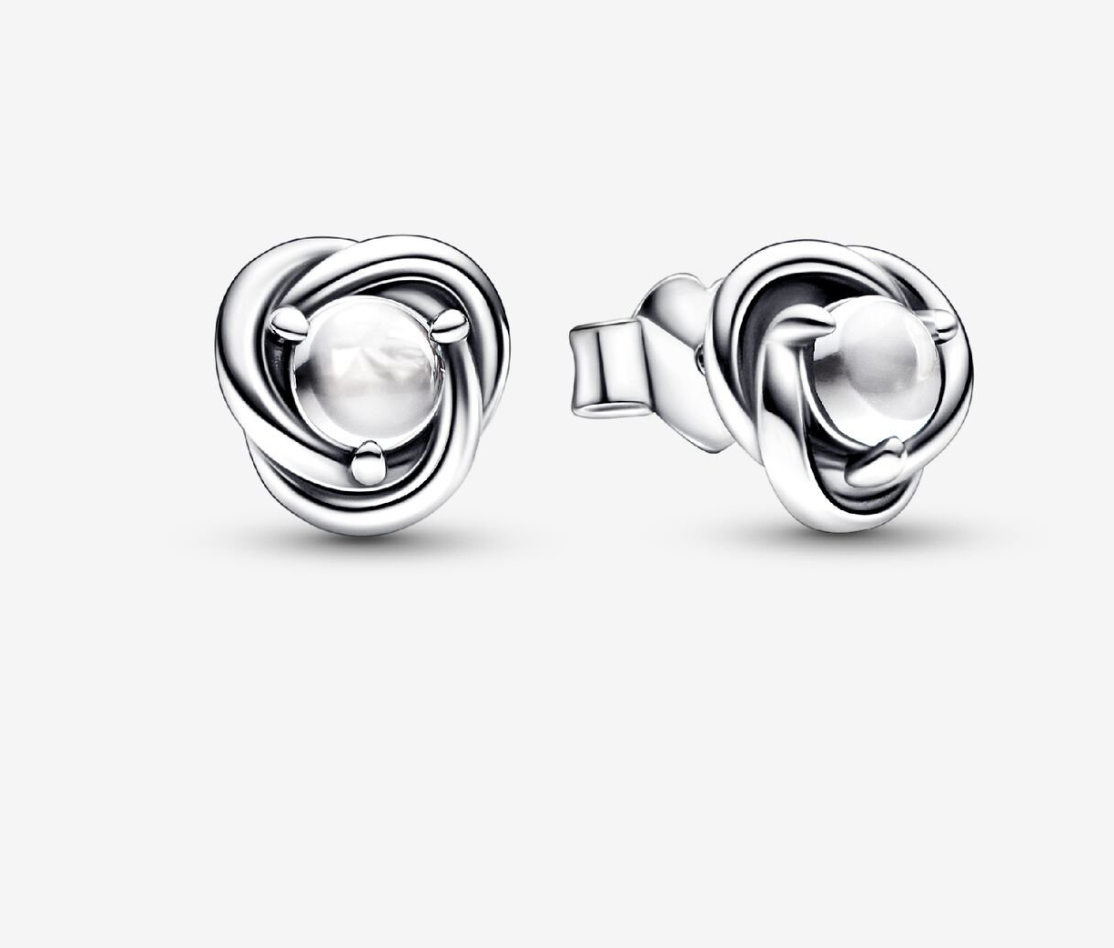 PANDORA™April Birthstone Eternity Circle Stud Earrings Sterling Silver
