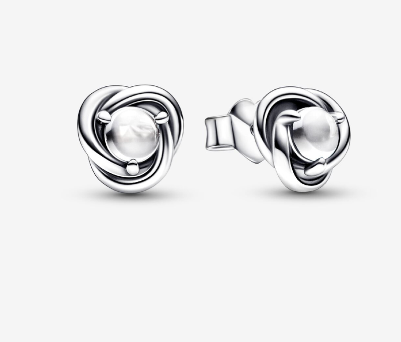PANDORA™April Birthstone Eternity Circle Stud Earrings Sterling Silver
