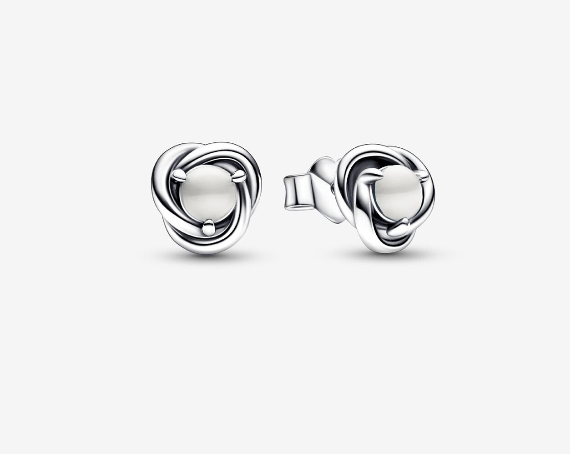 PANDORA™ June White Eternity Circle Stud Earrings Sterling Silver