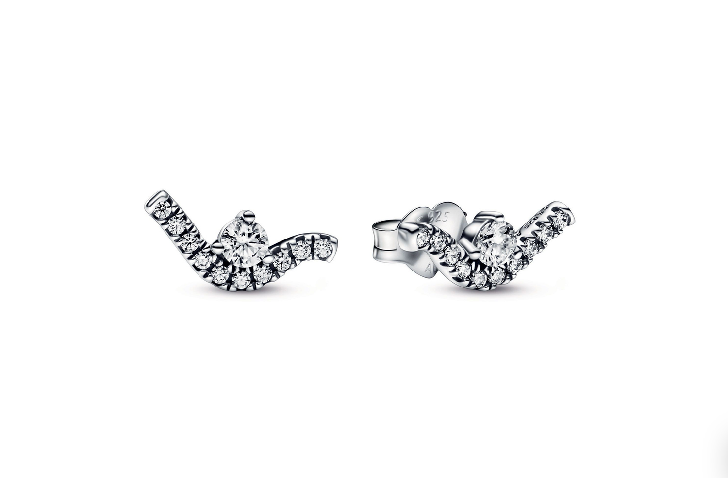 PANDORA™ Sparkling Wave Sterling Silver Stud Earrings