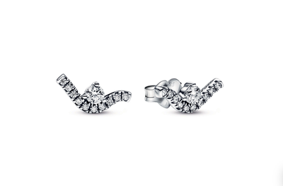 PANDORA™ Sparkling Wave Sterling Silver Stud Earrings