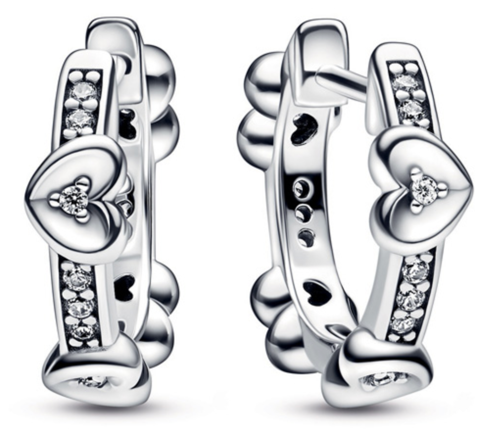 PANDORA™ Radiant Sparkling Hearts Sterling Silver Hoop Earrings