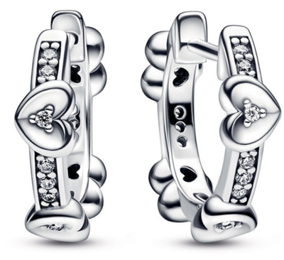 PANDORA™ Radiant Sparkling Hearts Sterling Silver Hoop Earrings