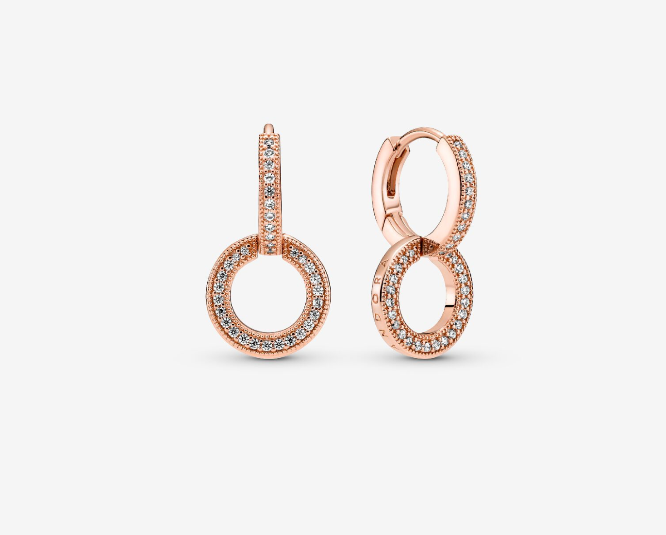 PANDORA™Sparkling Double Hoop Earrings 14k Rose Gold Plating