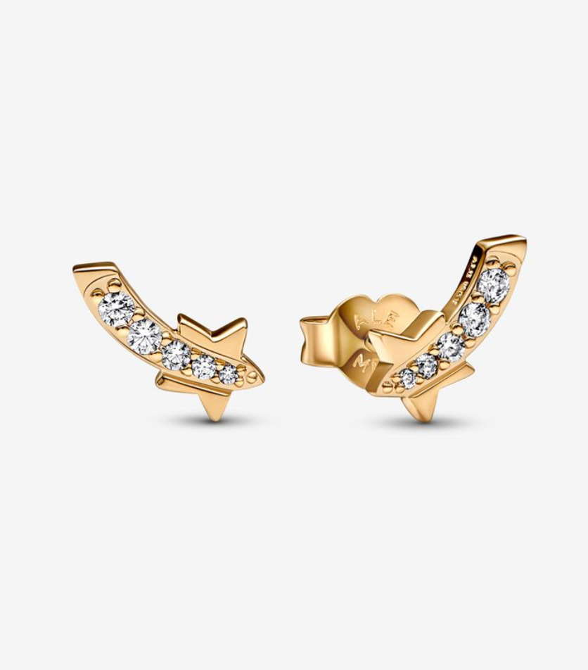 PANDORA™ 14K Gold Plated Shooting Star Pavé Stud Earrings