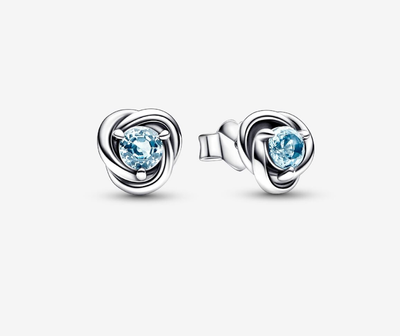 PANDORA™ March Sea Aqua Blue Eternity Circle Stud Earrings Sterling Silver