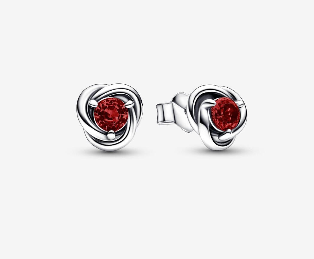 PANDORA™ January Red Eternity Circle Stud Earrings Sterling Silver