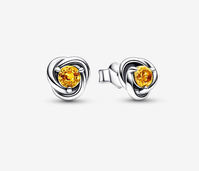 PANDORA™ November Honey Eternity Circle Stud Earrings Sterling Silver