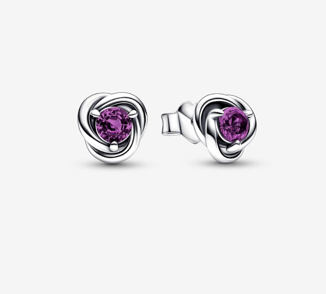 PANDORA™ February Purple Eternity Circle Stud Earrings