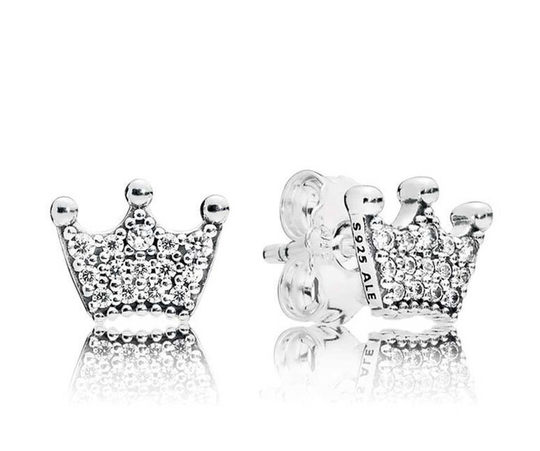 PANDORA™ Sterling Silver Enchanted Crowns Stud Earrings with Clear Zirconia