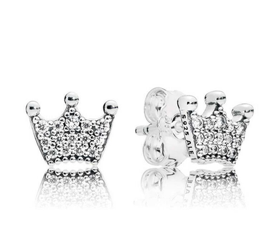 PANDORA™ Sterling Silver Enchanted Crowns Stud Earrings with Clear Zirconia