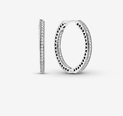 PANDORA™Sparkle and Hearts Hoop Earrings Sterling Silver