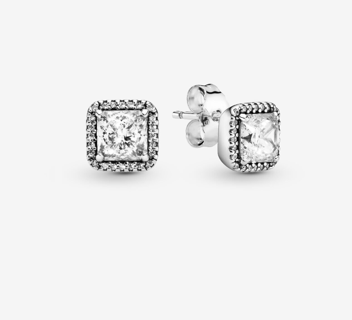 PANDORA™ Square Sparkle Halo Stud Earrings Sterling Silver
