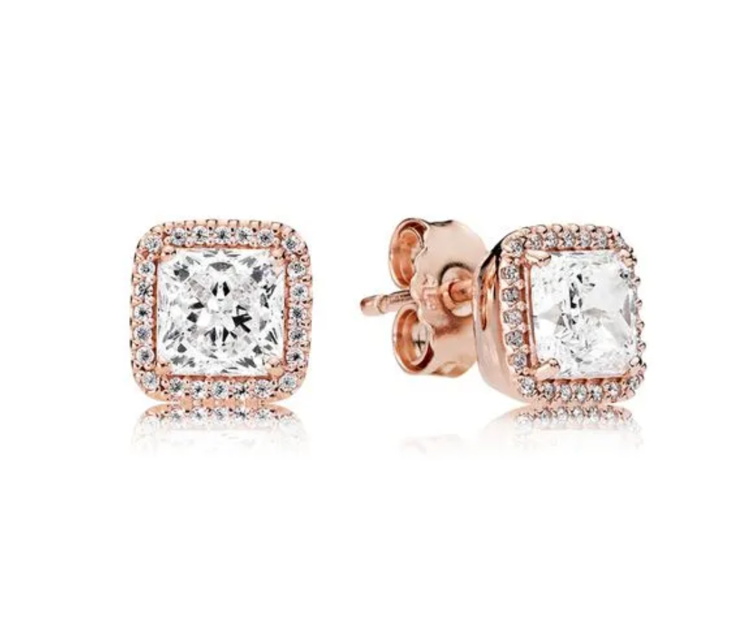 PANDORA™ Rose Gold Timeless Elegance Stud Earrings with Clear Zirconia