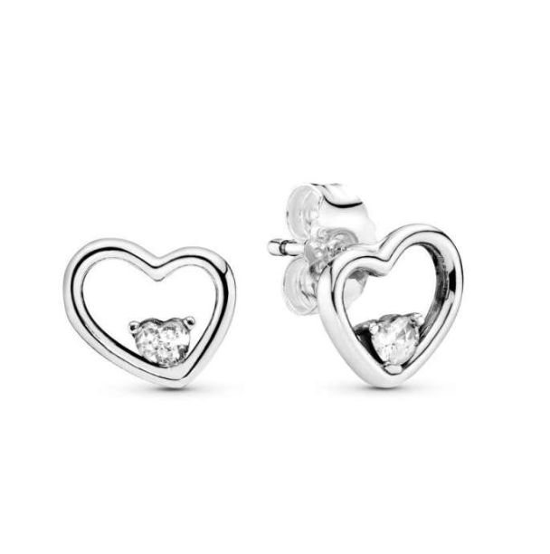 PANDORA™ Asymmetrical Hearts of Love Stud Earrings Sterling Silver