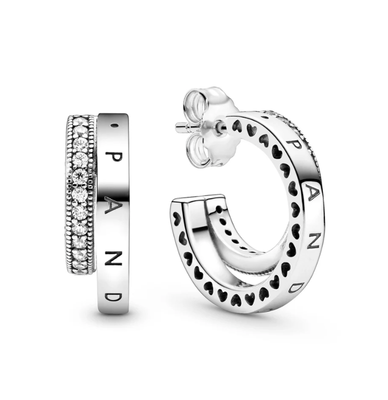 PANDORA™ Signature Pave Double Hoops Sterling Silver