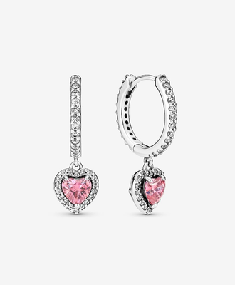 PANDORA™ Sparkling Halo Heart Hoop Earrings Sterling Silver