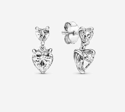 PANDORA™ Double Heart Sparkling Stud Earrings Sterling Silver