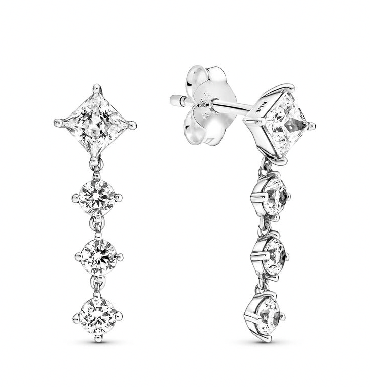 PANDORA™ Sparkling Round and Square Drop Earrings