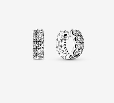 PANDORA™ Double Band Pavé Hoop Earrings Sterling Silver