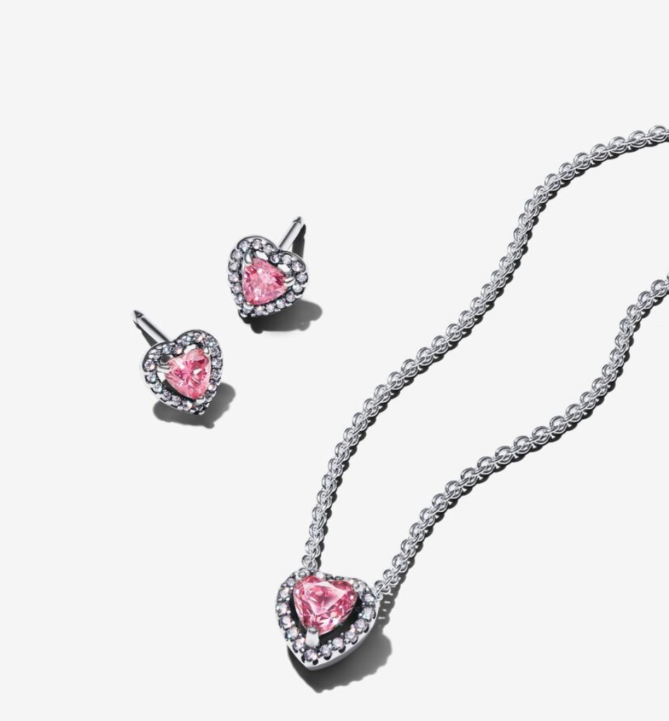 PANDORA™ Pink Elevated Heart Jewelry Giftset Sterling Silver