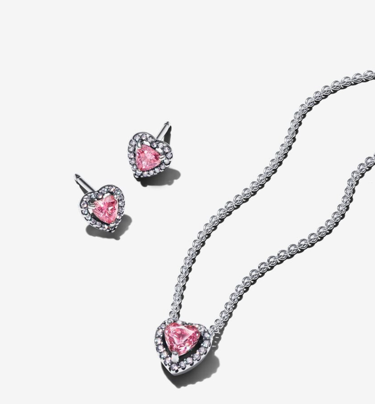 PANDORA™ Pink Elevated Heart Jewelry Giftset Sterling Silver