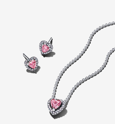 PANDORA™ Pink Elevated Heart Jewelry Giftset Sterling Silver