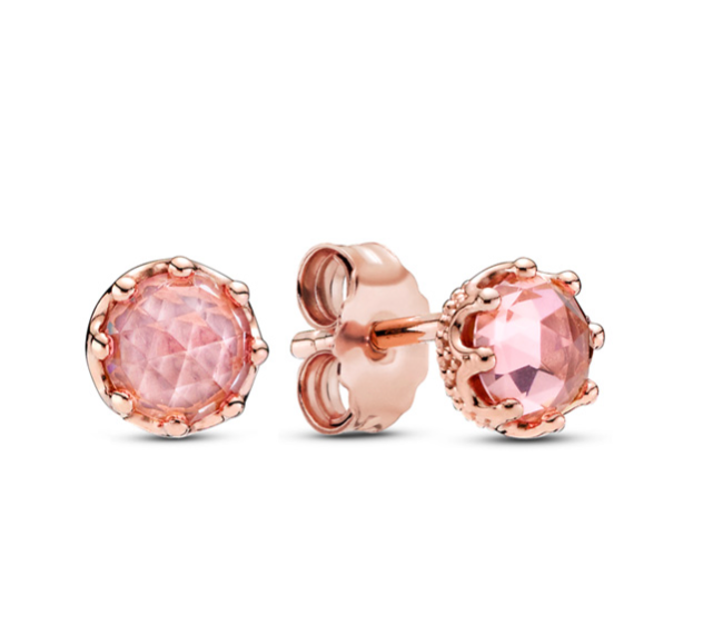 PANDORA™ Crown Rose Gold Stud Earrings with Blush Pink Crystal