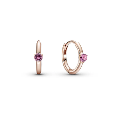 PANDORA™ Solitaire Huggie Hoop 14k Rose Gold Earrings Pink