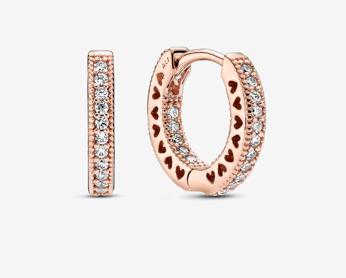 PANDORA™ Rose Gold Hoop Earrings with Clear Cubic Zirconia