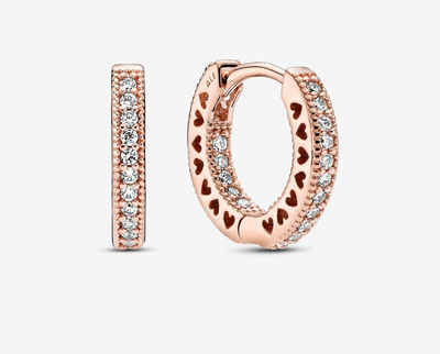 PANDORA™ Rose Gold Hoop Earrings with Clear Cubic Zirconia