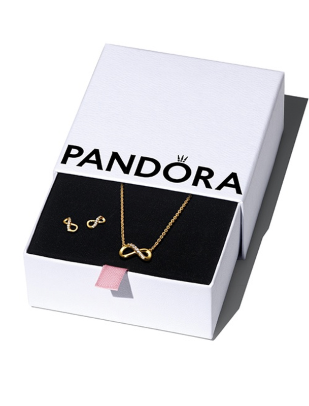 PANDORA™ Sparkling Infinity 14K Gold Plated Necklace and Earring Gift Set