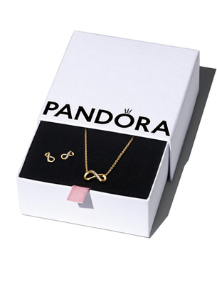 PANDORA™ Sparkling Infinity 14K Gold Plated Necklace and Earring Gift Set