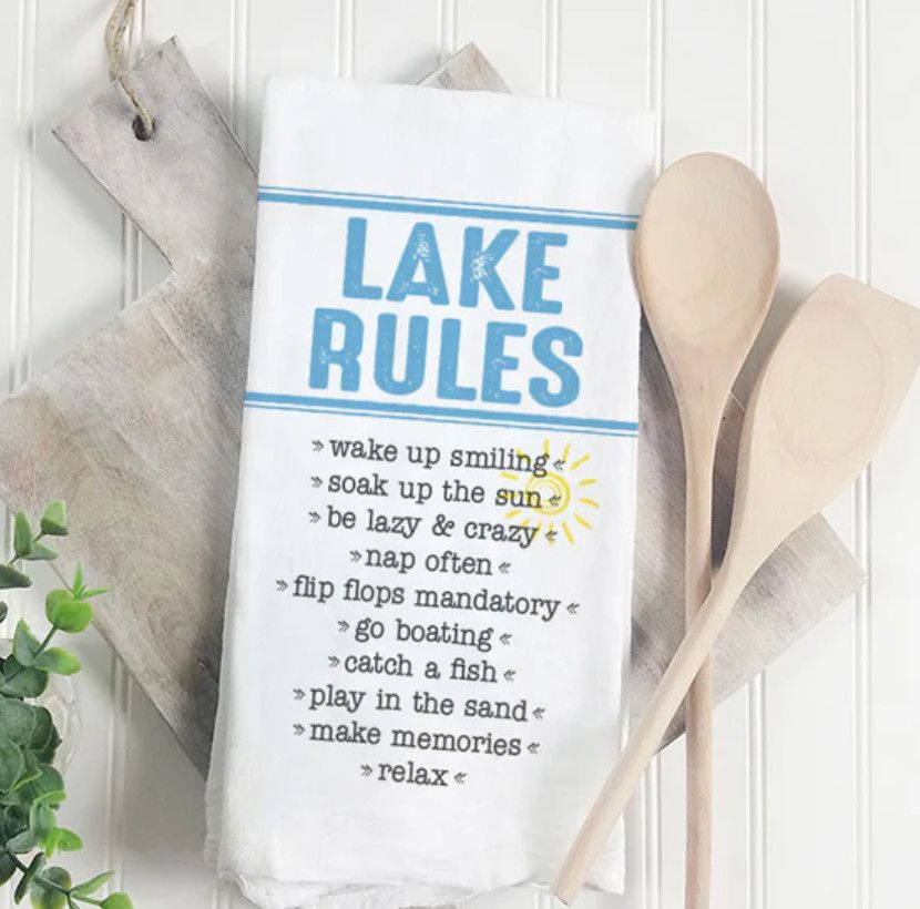 Lake Rules Tea Towel
