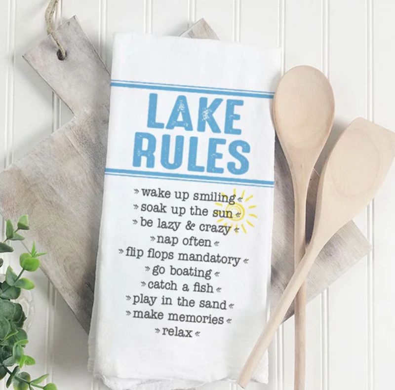 Lake Rules Tea Towel