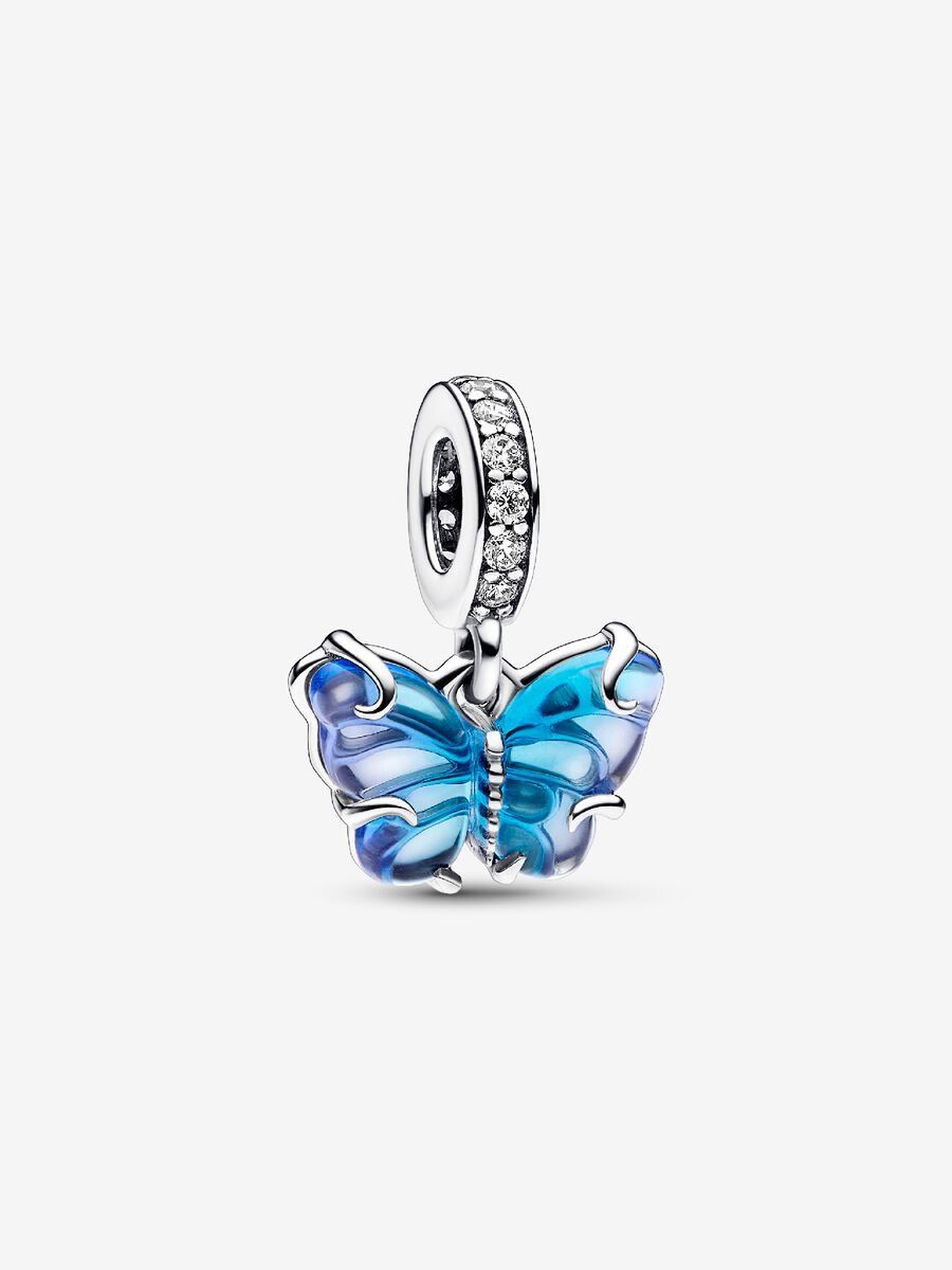 PANDORA™ Blue Murano Glass Butterfly Dangle Charm