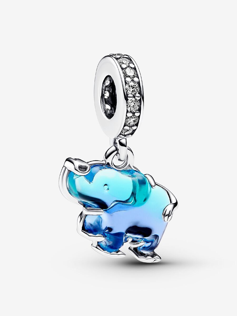 PANDORA™ Blue Murano Glass Elephant Dangle Charm