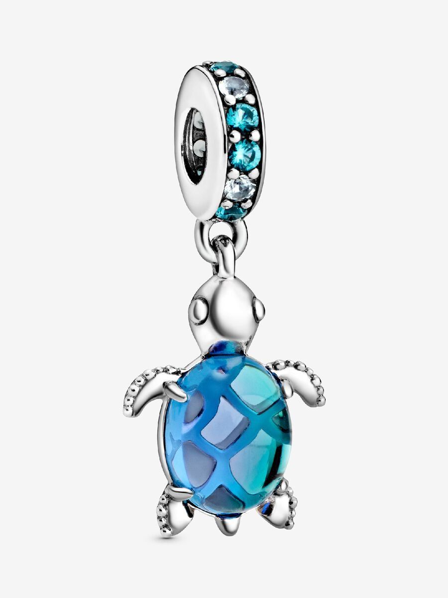 PANDORA™ Blue Murano Glass Sea Turtle Dangle Charm