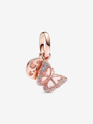 PANDORA™ Butterfly 14K Rose Gold Plated Double Dangle Charm