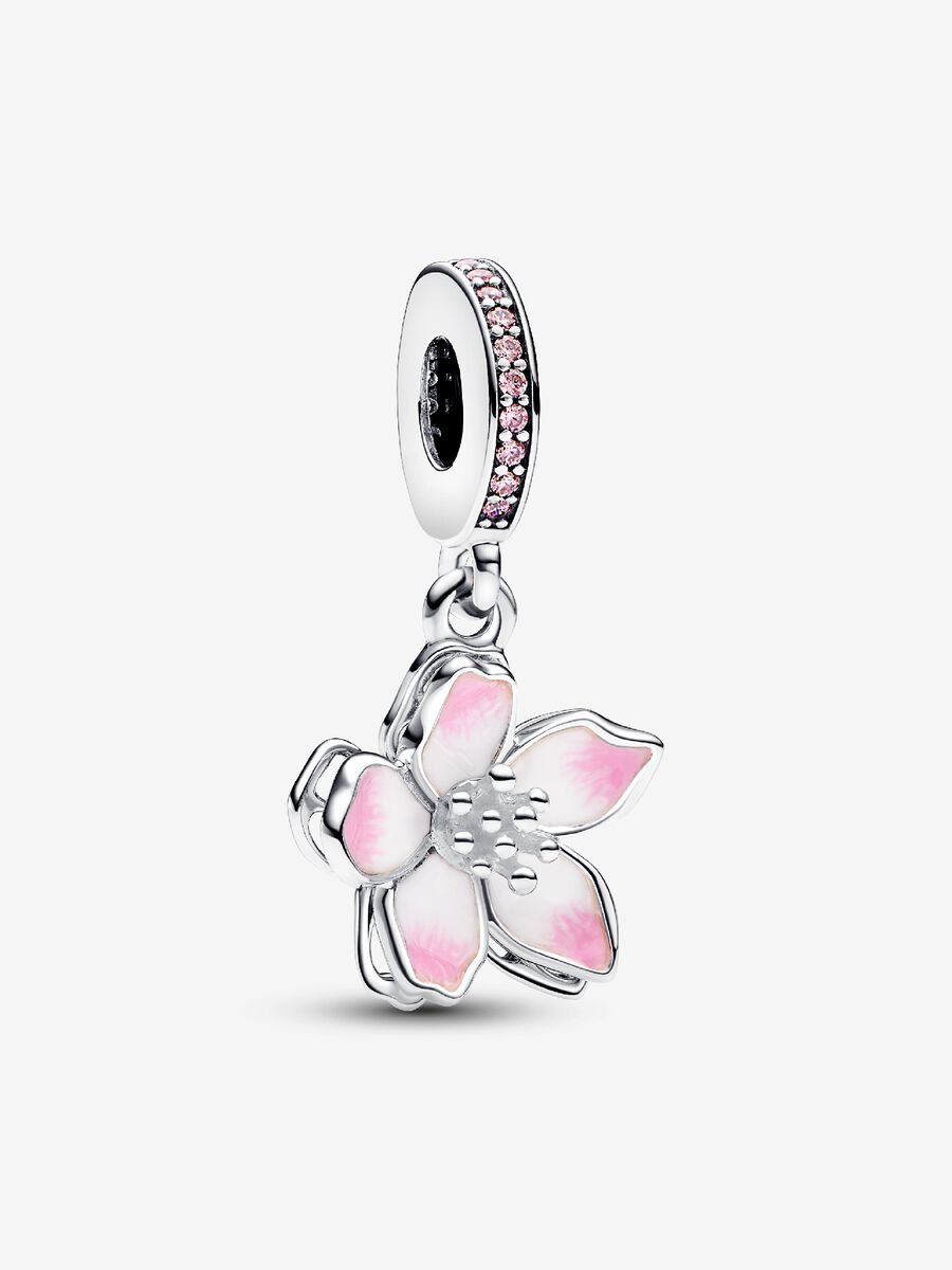 PANDORA™ Cherry Blossom Pink Silver Dangle Charm