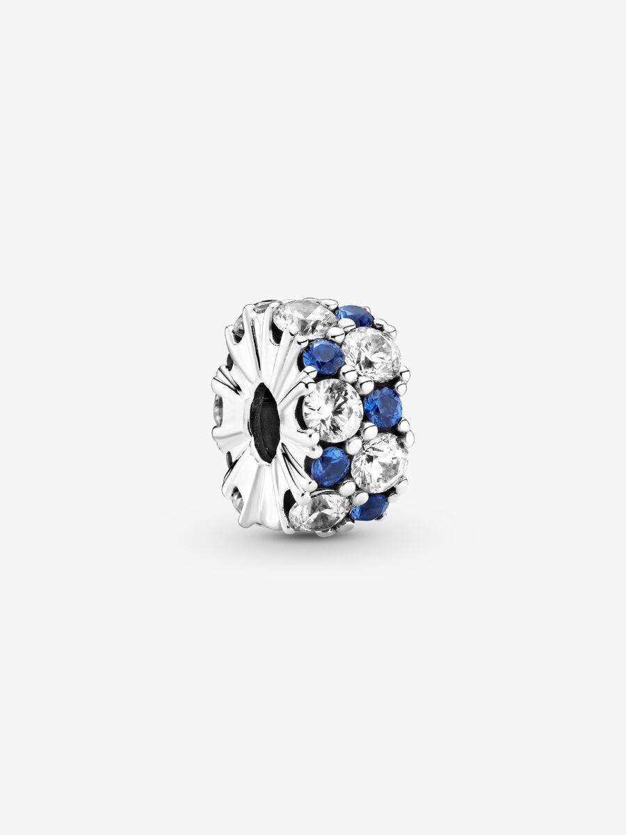 PANDORA™ Clear &amp; Blue Sparkling Clip Charm