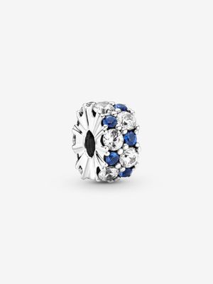 PANDORA™ Clear &amp; Blue Sparkling Clip Charm