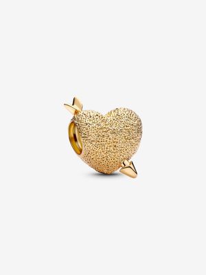 PANDORA™ Cupid Heart and Arrow 14K Gold Plated Charm
