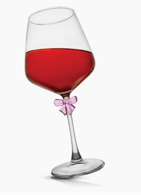 Coquette Pink Bow Stemmed Wine Glass